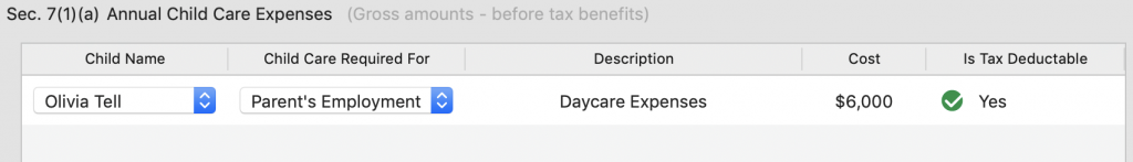 Child Care Expense With Particulars Set and Is Deductable