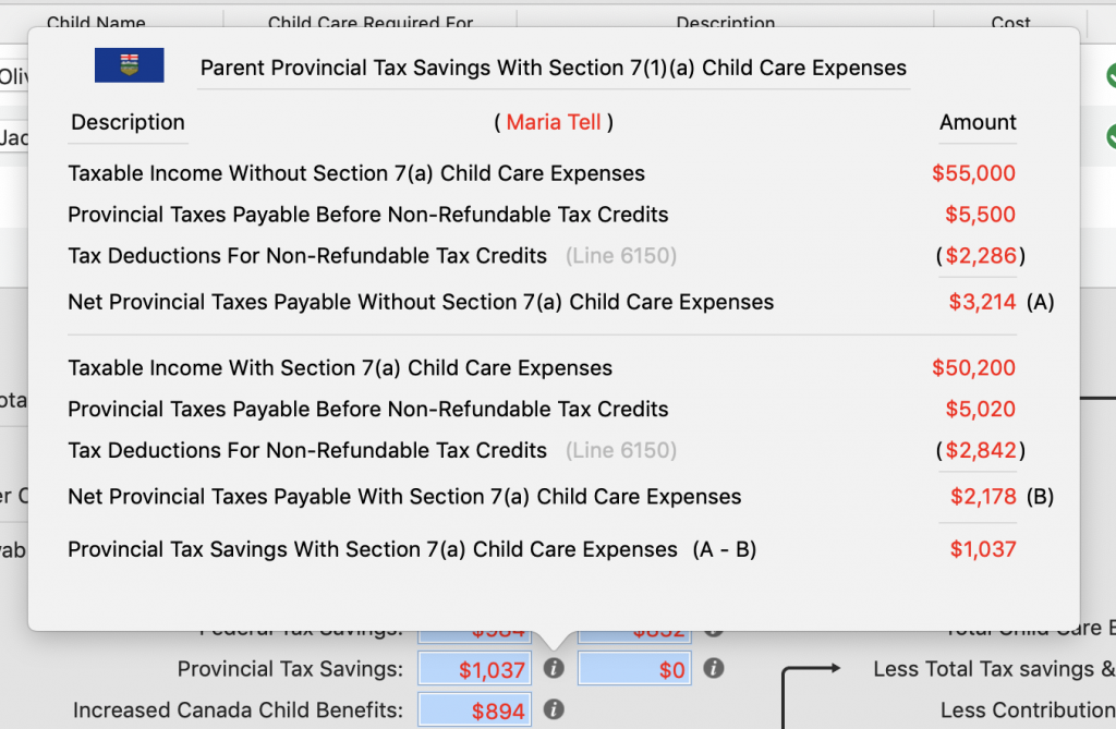 Provincial Tax Savings Details for Marie With a New Spouse / Common Law