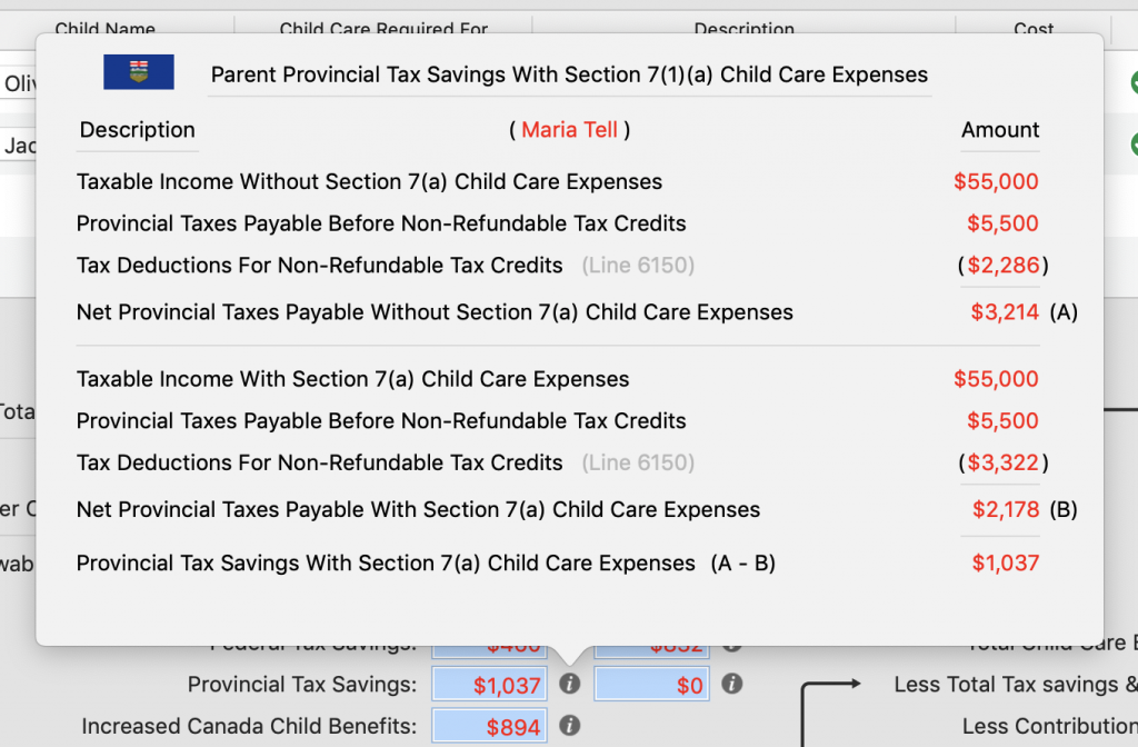 Provincial Tax Savings Details for Marie With a New Spouse / Common Law